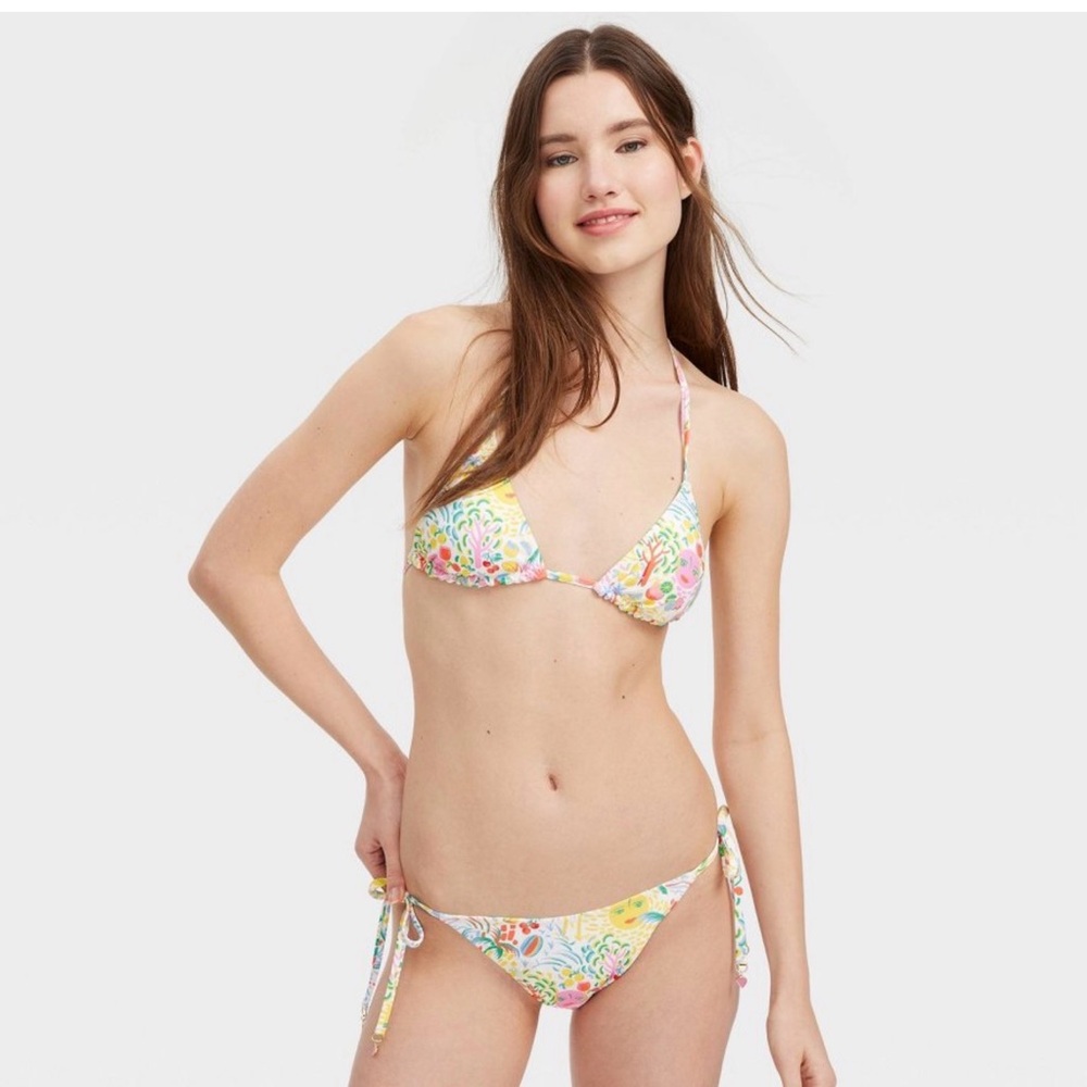 Roller rabbit Vacation/Star Geo Reversible Side-Tie triangle bikini set xs nwt - Picture 2 of 7